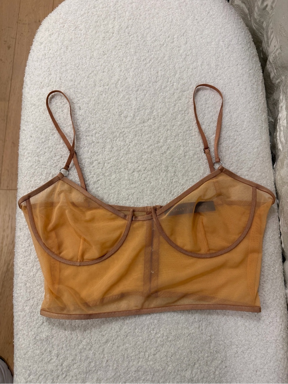 Sally LaPointe Sheer Mesh Longline Bralette in Amber - Runway Style!